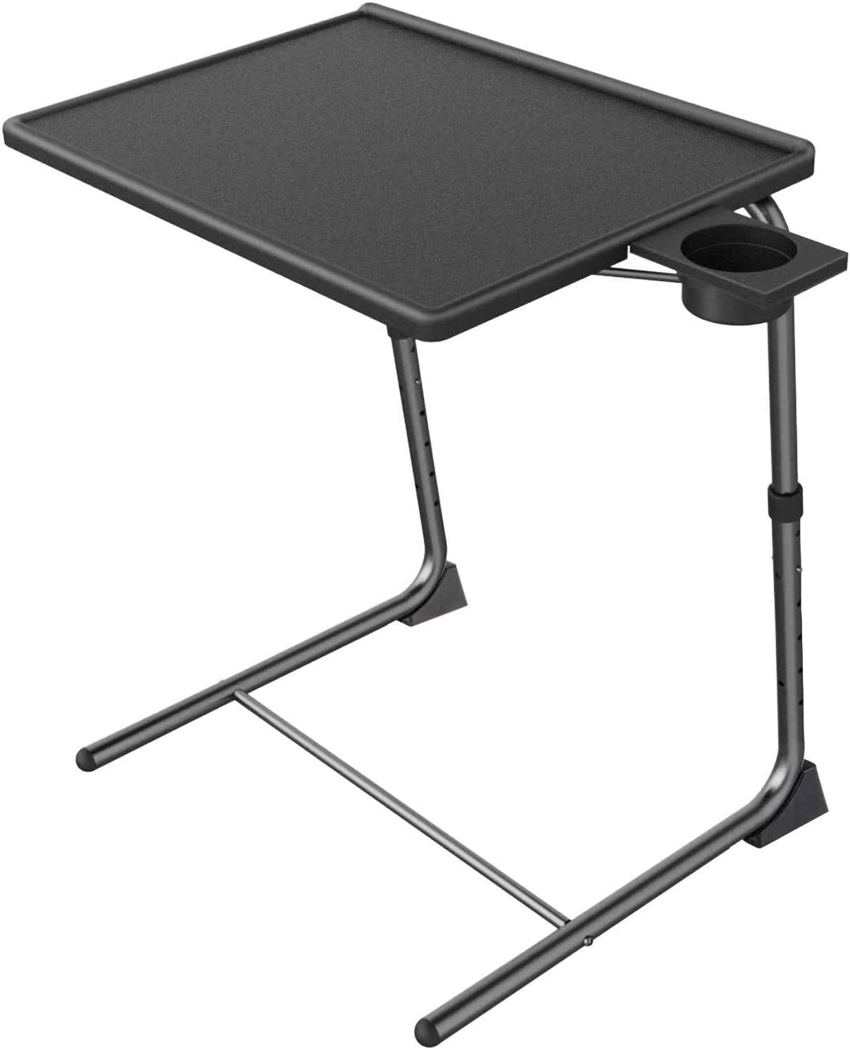 Adjustable TV Tray Table – TV Dinner Tray on Bed & Sofa, Comfortable Folding Table with 6 Height & 3 Tilt Angle Adjustments (Black)