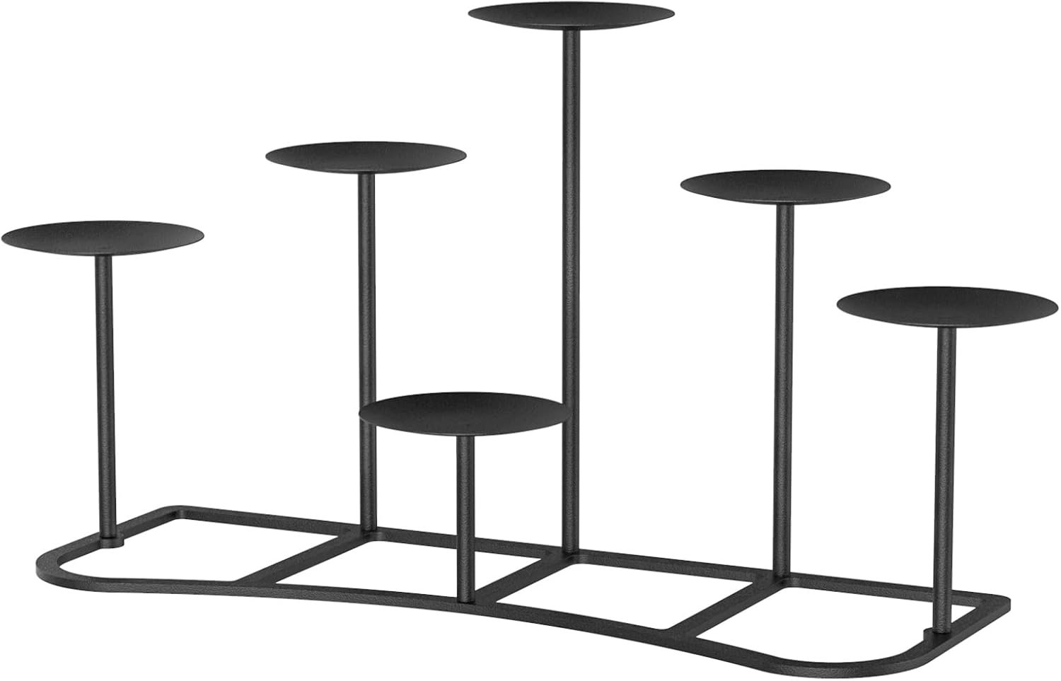 Smtyle Fireplace Christmas Candelabra Candle Holder – Black Matte Geometric Multi Tier Design, Stable Base, Perfect for Pillar Candles, Modern Minimalist Home Decor Accent
