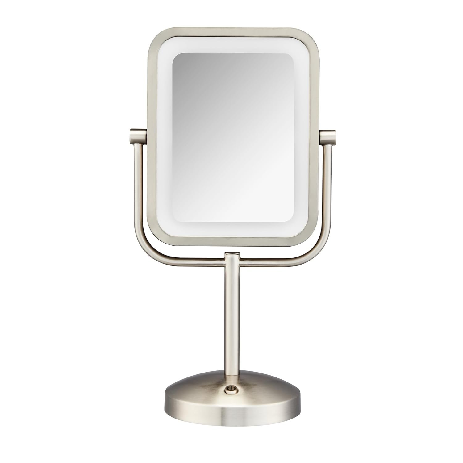 Conair Lighted Makeup Mirror, LED Vanity Mirror, 1X/8X Magnifying Mirror, Battery Operated in Brushed Nickel