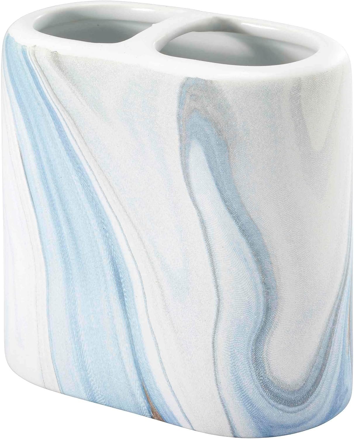 Avanti Linens – Toothbrush Holder, Resin Countertop Accessories, Guest Bathroom Essentials (Waves Collection, Blue)