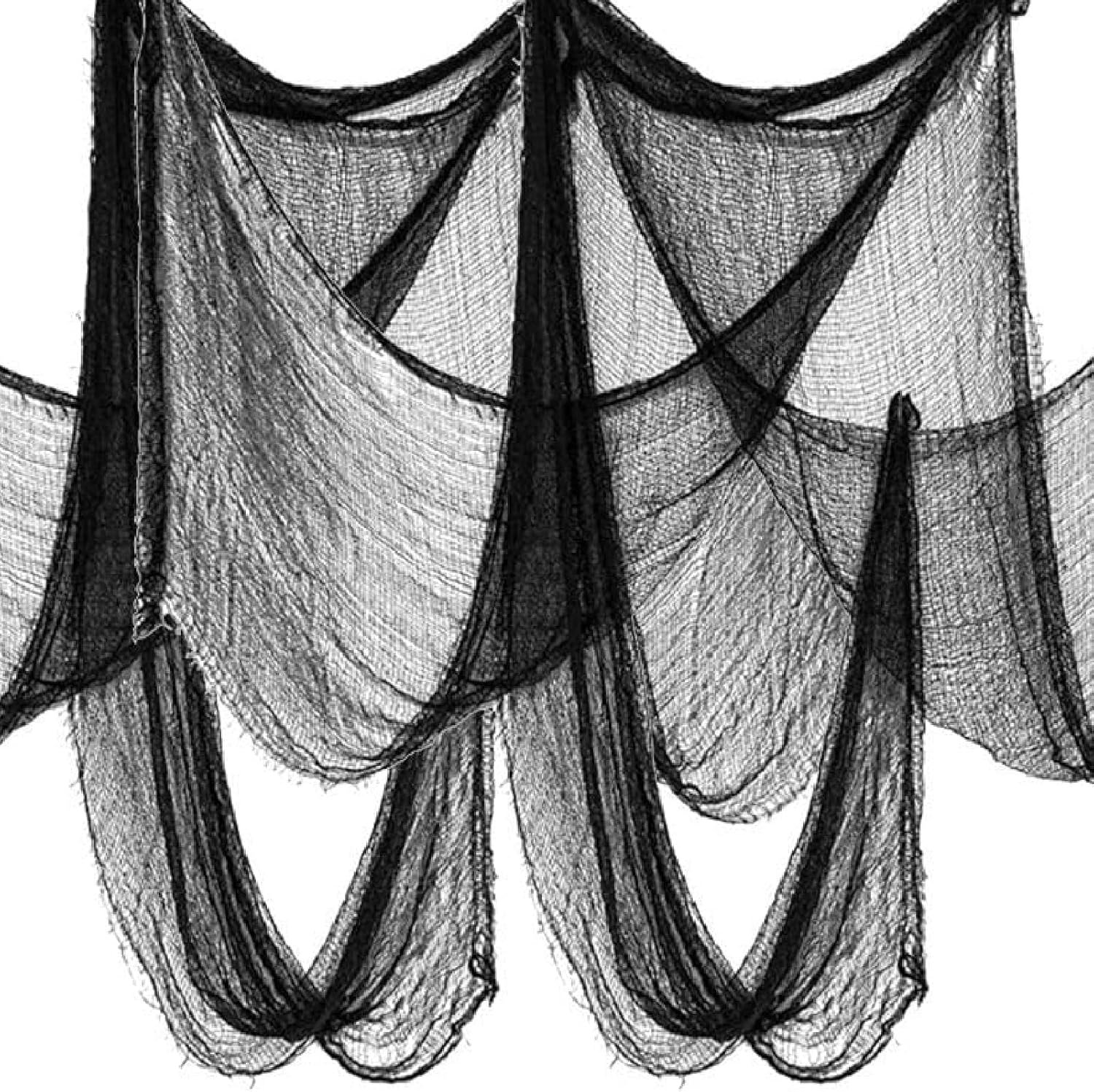 6 Pack Halloween Black Creepy Cloth – Halloween Decorations Clearance – 30X72 Inch Spooky Fabric Cloth for Haunted House – Creepy and Spooky Halloween Decorations for Party Outdoor Or Indoor