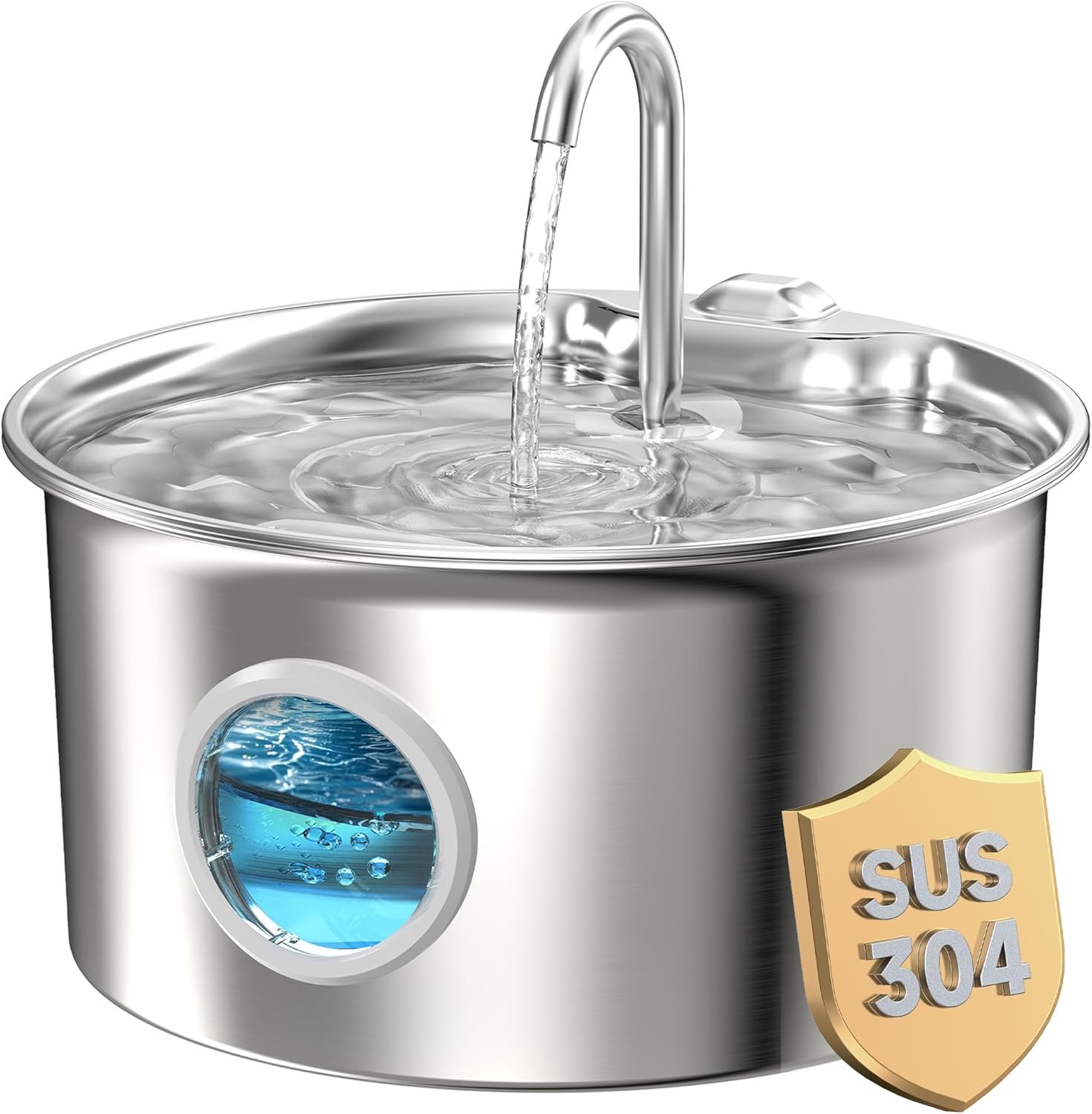 Cat Water Fountain Stainless Steel: Cat Fountain for Drinking – 88oz/2.6L Pet Water Fountain for Cats Indoor – Quiet Cats Water Bowl Dispenser – Pets Feeding & Watering Supplies – for Small Animals