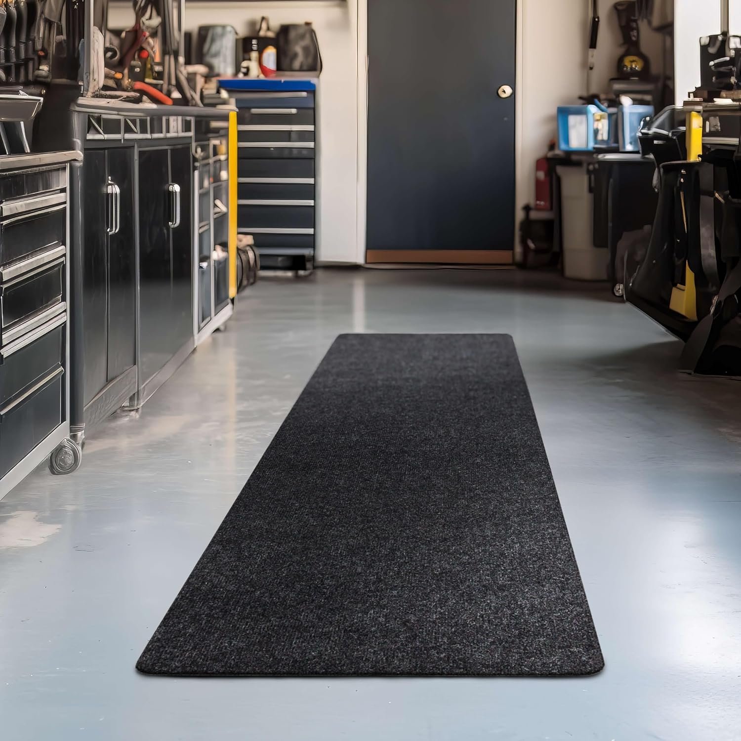 Mohawk Home Utility Runner Floor Mat Black 3′ X 8′ All Weather Indoor/Outdoor Non Slip Perfect for Garage, Entryway, Porch, and Laundry Room