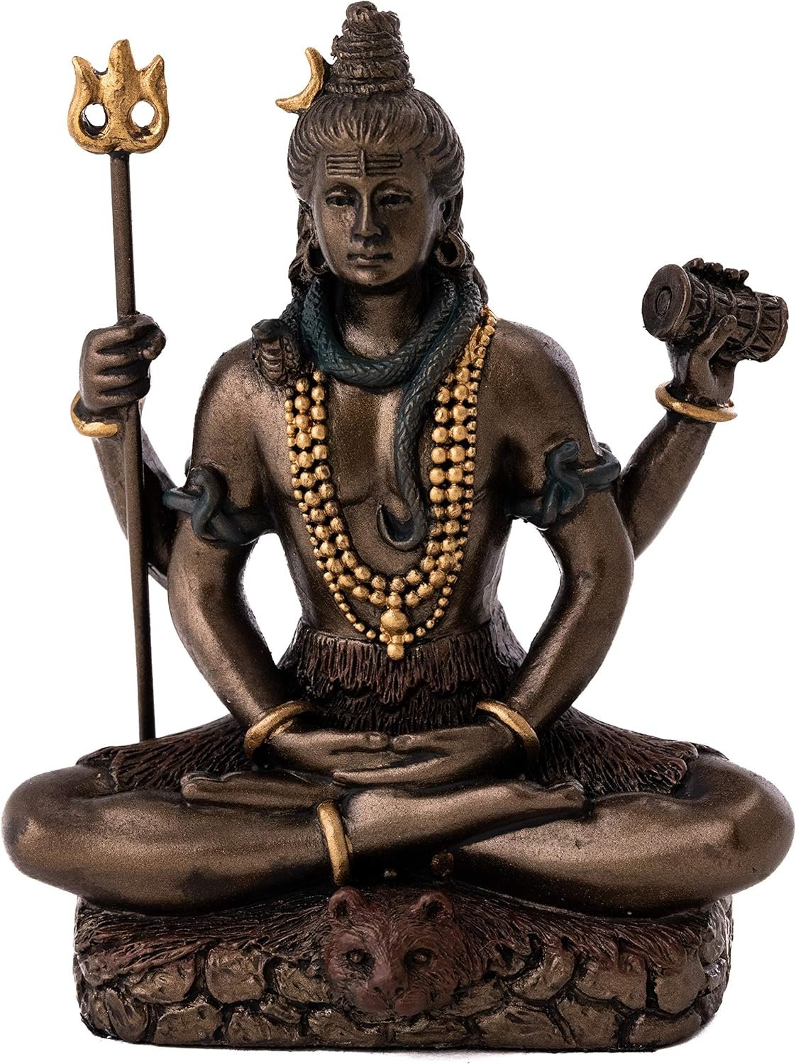 Top Collection Mini Lord Shiva Statue in Lotus Pose – Hindu God and Destroyer of Evil Sculpture in Premium Cold Cast Bronze – 3.2-Inch Collectible Figurine (Sm. Shiva)