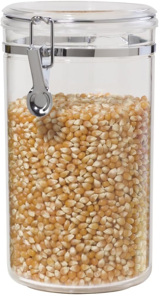 Oggi Large Clear Canister with Clamp Lid, 72 oz – Large Airtight Food Storage Container, for Kitchen & Pantry Storage of Bulk, Dry Foods, Pasta, Flour, Sugar, Coffee, Rice, Tea, Spices & Herbs