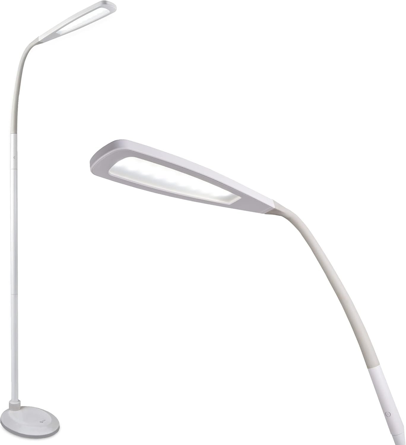 OttLite LED Standing Floor Lamp with Adjustable Flex Neck – Dimmable with 3 Brightness Levels & Energy Efficient Natural Daylight LEDs – Stable Base for Living Room, Dorm, Bedroom, Office & Workshop