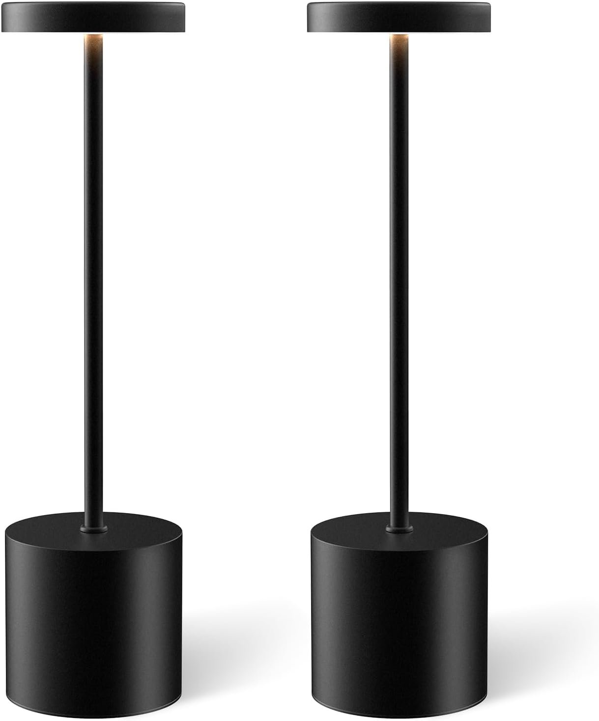 Cordless Table Lamp Set of 2, Rechargeable 5000mAh Battery Operated Outdoor Table Lamps, Portable LED Desk Lamp, 3 Color Dimmable Table Light for Restaurant, Patio, Bedroom, Bedside Night Lamp(Black)
