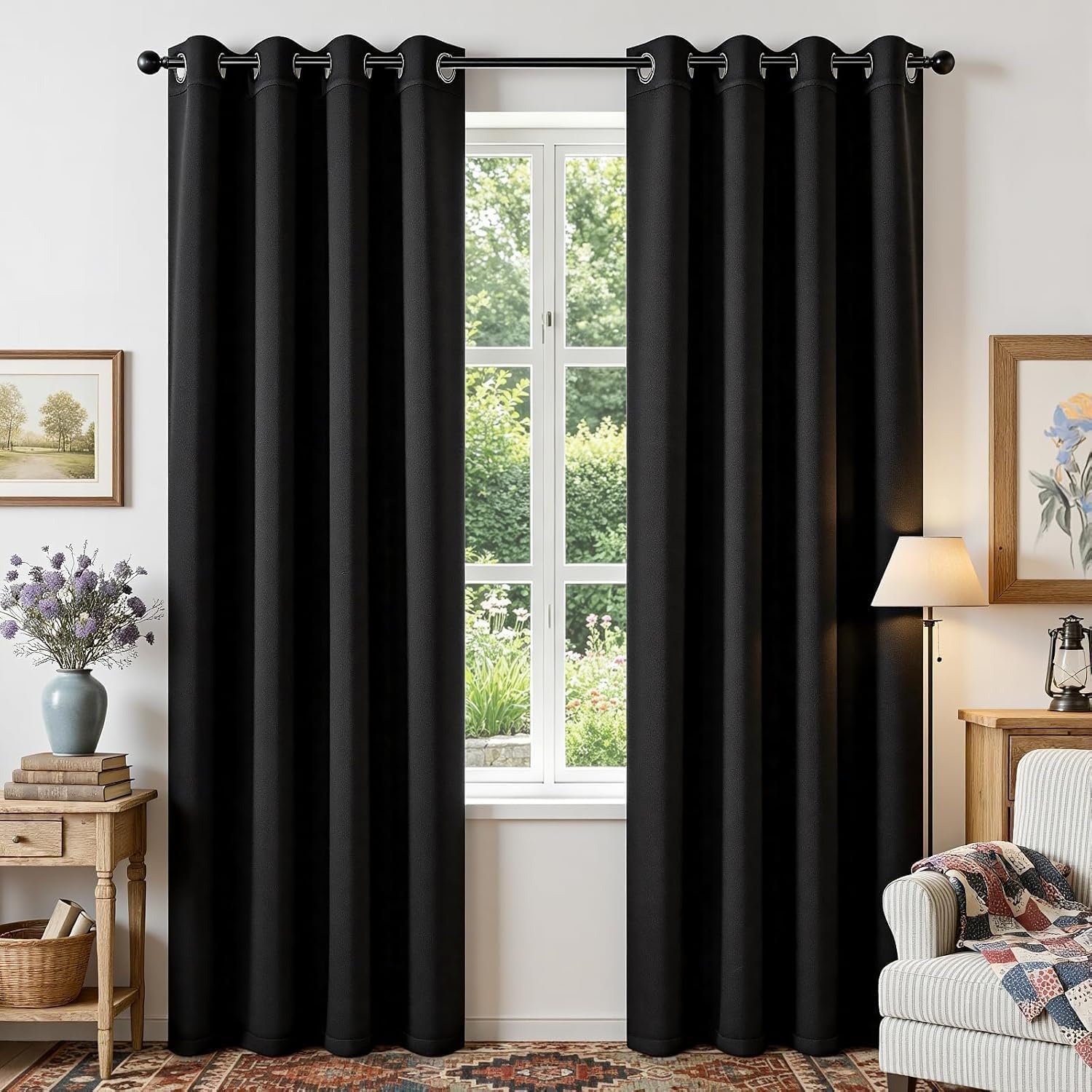 Joydeco Blackout Curtains for Bedroom 84 Inch – Black Out Curtains with Grommets Thermal Insulated Room Darkening Light Blocking, Noise Reducing & Wrinkle-Free Drapes for Living Room Windows, 2 Panels