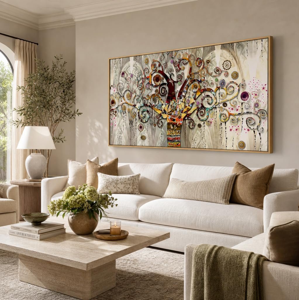 Wall Art Abstract Art Paintings Tree of Life Posters Prints Landscape Picture Colorful Modern Canvas Painting for Living Room Bedroom Office Large Decor 20″x40″ with Framed