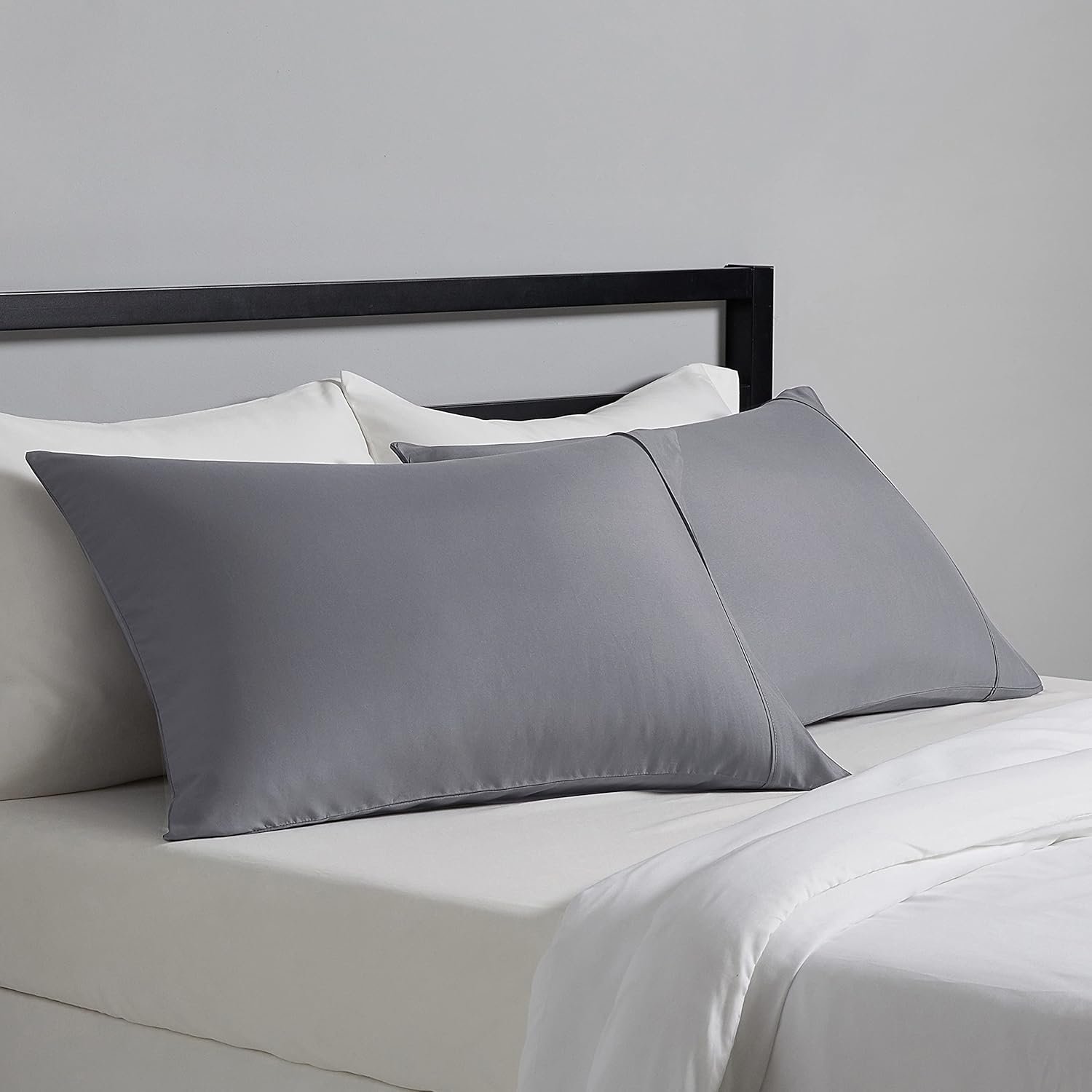 Amazon Basics Standard Pillowcases Set of 2 – Lightweight, Super Soft Easy Care Microfiber, Dark Gray, 30″ L x 20″ W, Pillows Not Included
