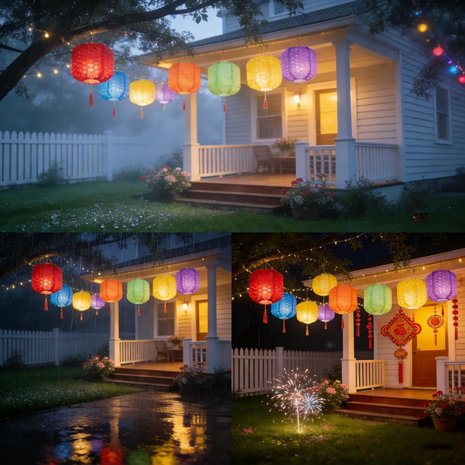 10PCS Paper Lanterns Chinese New Year Spring Festival Lantern 6inches Variety Color with LED Lights, Hanging Valentines Lanterns with Tassels Walking Sticks for Wedding Dinner Birthday Party Decor