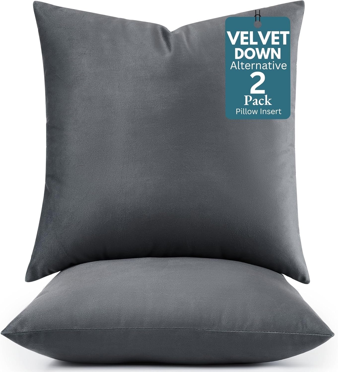 LANE LINEN Polyester Fiber Filled Decorative Cum Throw Pillow Inserts Pack of 2-18 x 18 Inches, Soft & Comfortable Fulffy Filling, Holds Shape Well Over time and use – Dark Grey Cushion Inserts