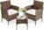 DUMOS Patio Furniture Set 3 Pieces, Outdoor Wicker Furniture with Coffee Table, Modern Rattan Patio Chairs Conversation Sets with Sofa for Garden, Terrace, Porch, Balconies, Lawns, Brown